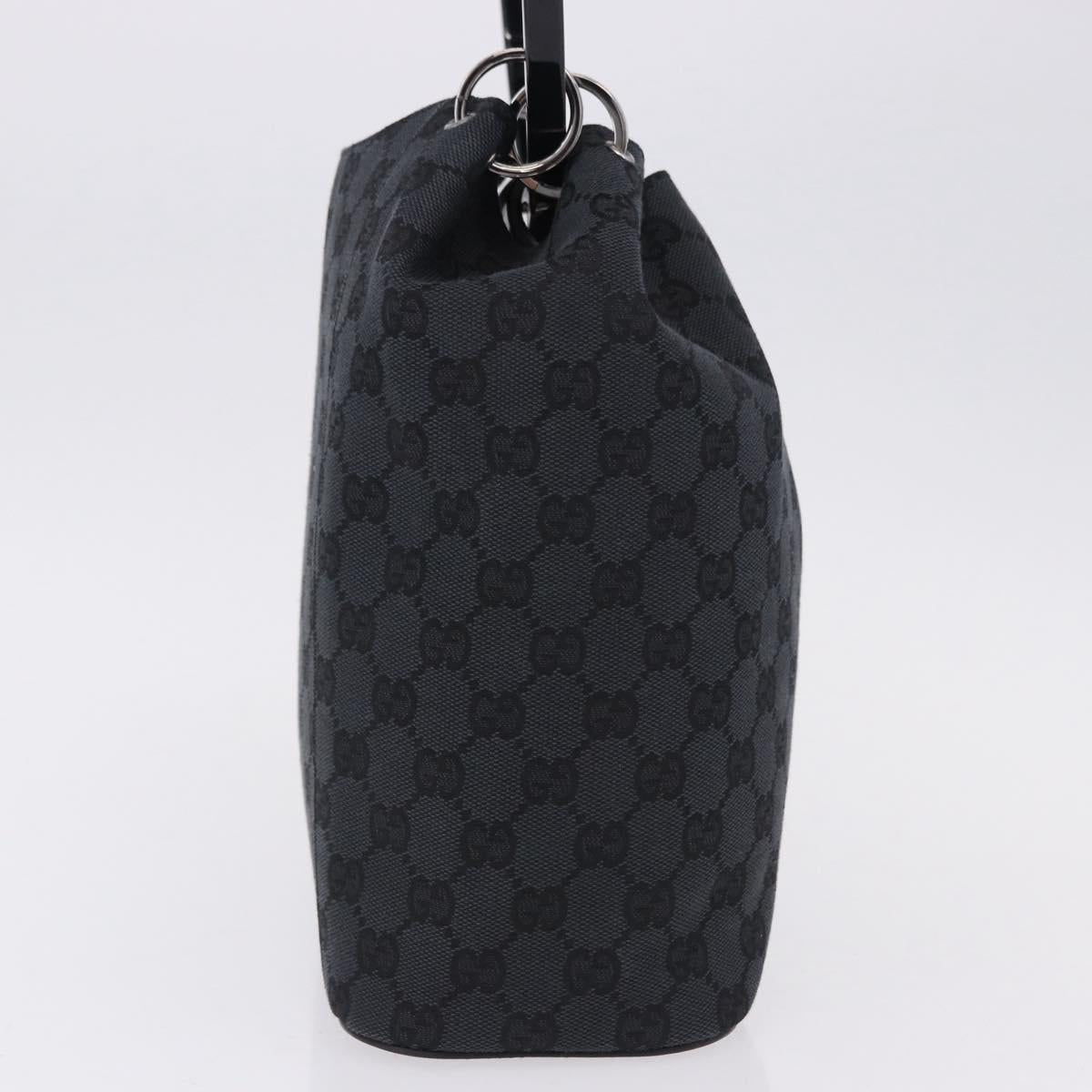 GUCCI GG Canvas Shoulder Bag Black Silver 001 3750 Auth ka5315A
