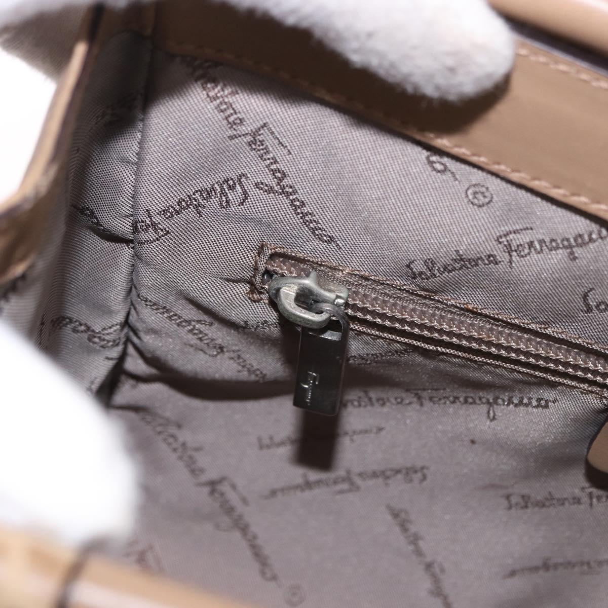Salvatore Ferragamo Hand Bag Leather Brown Silver Auth ka5316