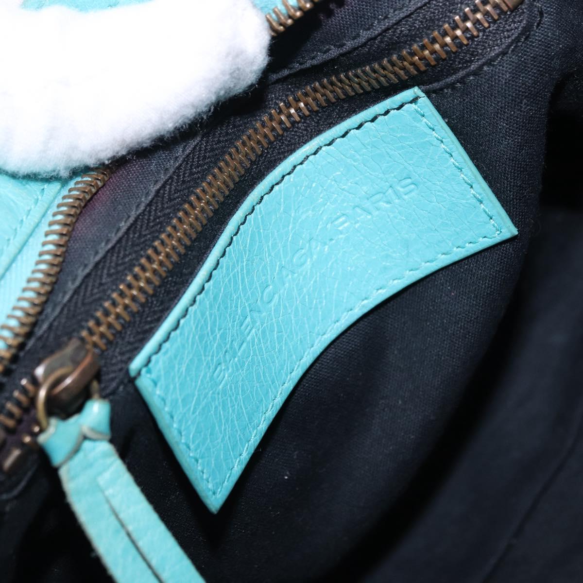 BALENCIAGA Classic Mini City Bag Leather 2way Turquoise Blue 300295 Auth ka5318M