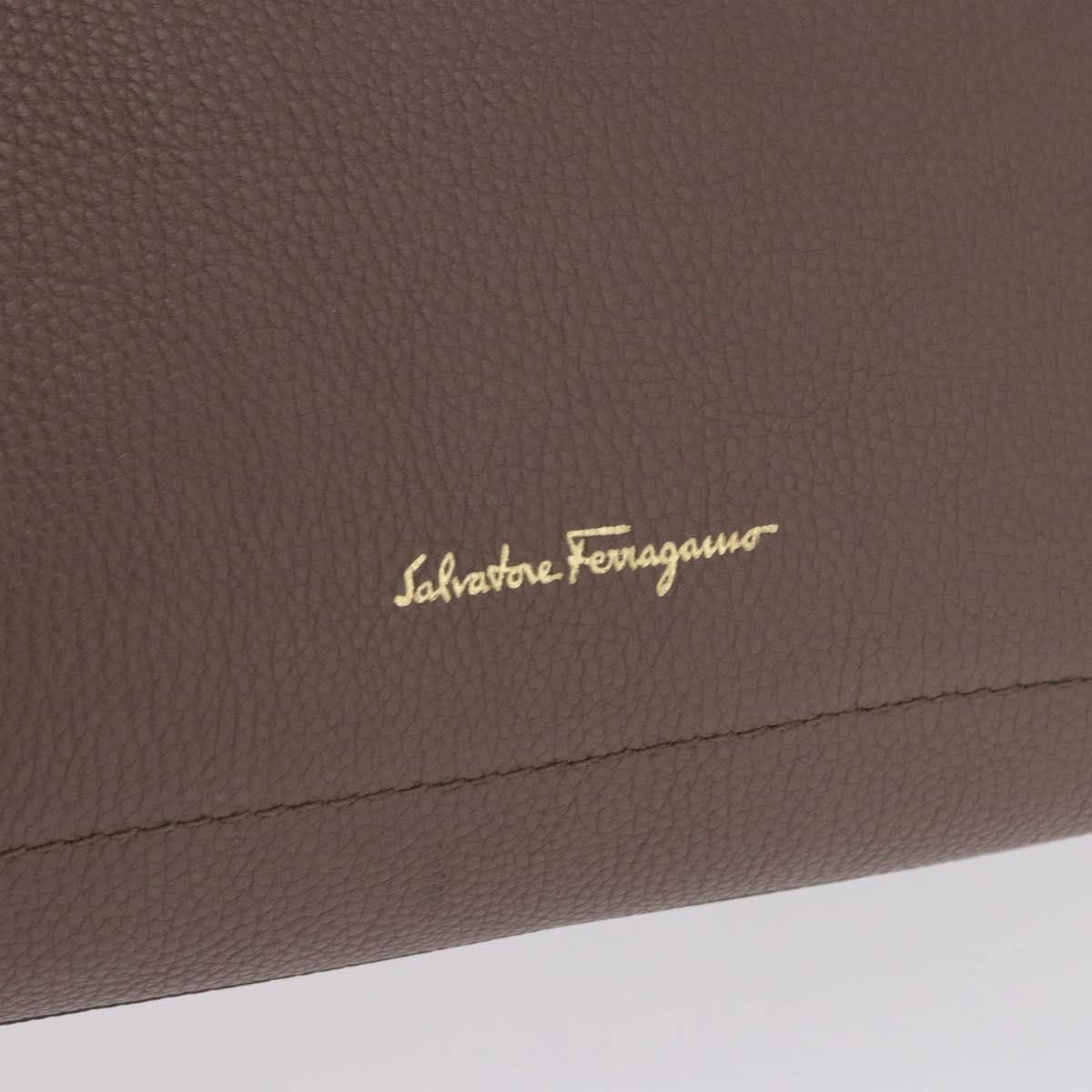 Salvatore Ferragamo Tote Bag Leather Beige Gold Auth ka5320A