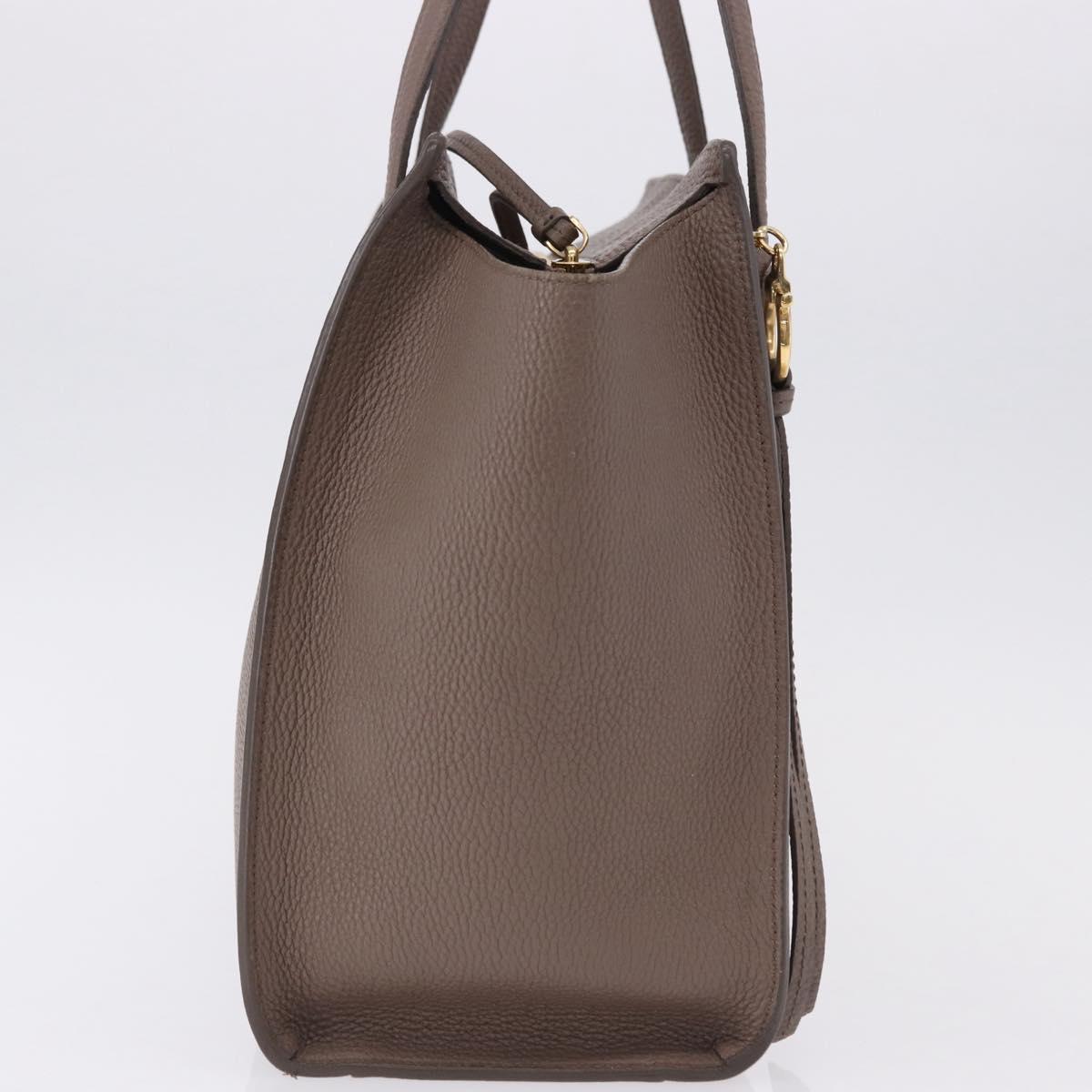 Salvatore Ferragamo Tote Bag Leather Beige Gold Auth ka5320A