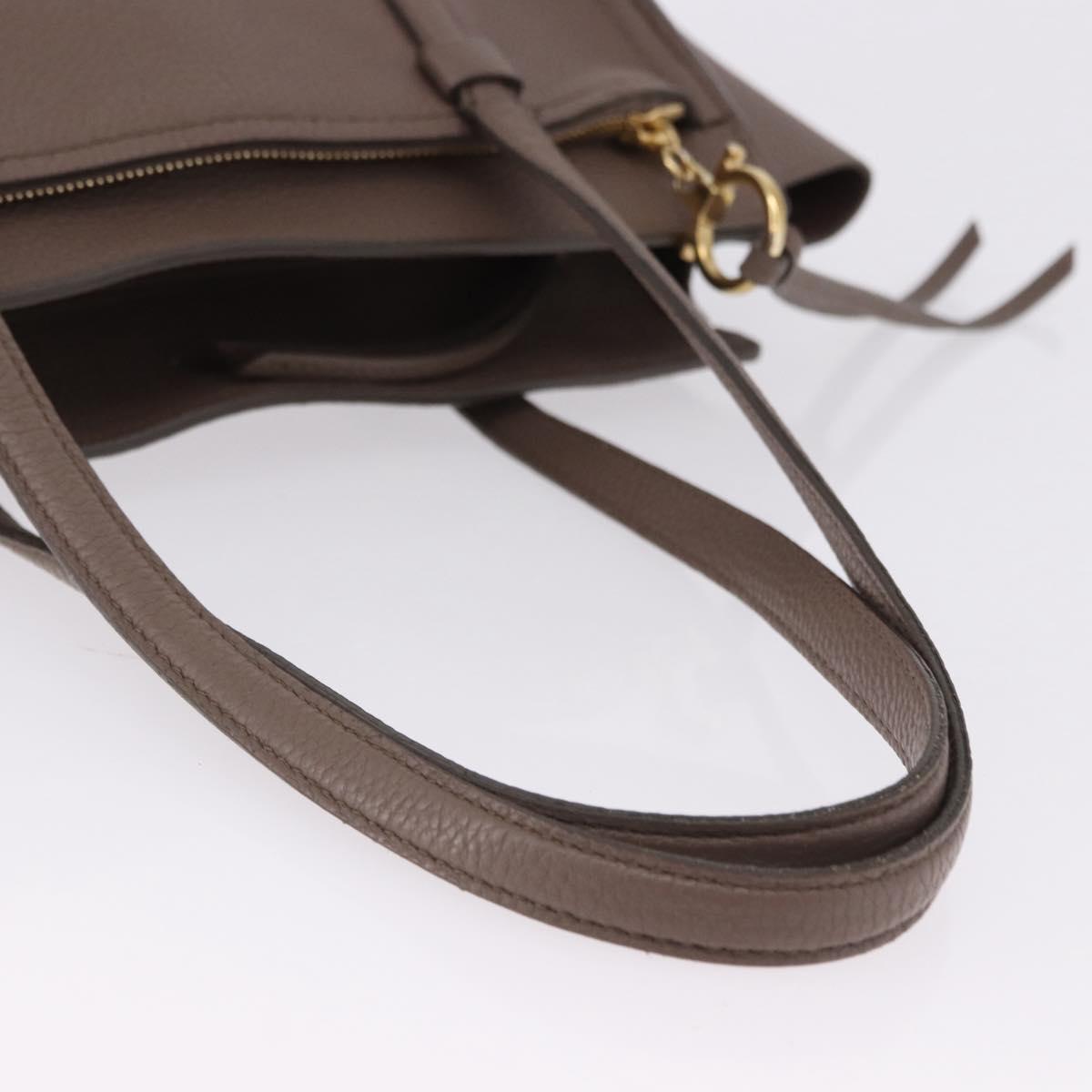 Salvatore Ferragamo Tote Bag Leather Beige Gold Auth ka5320A