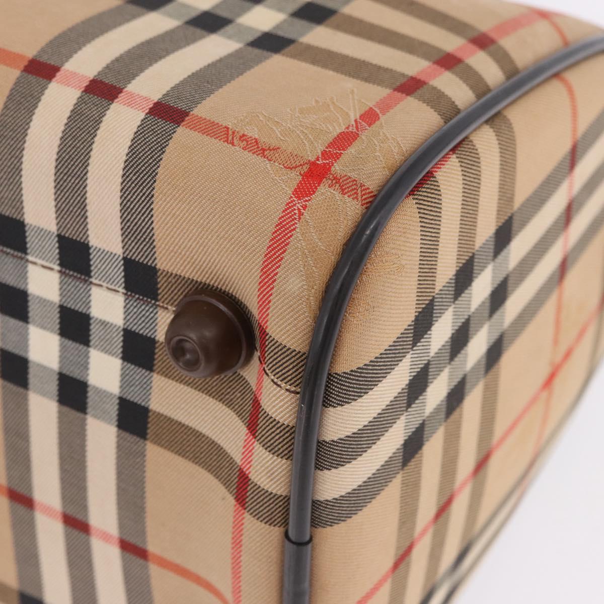 Burberrys Nova Check Boston Bag Canvas Beige Gold Auth ka5325