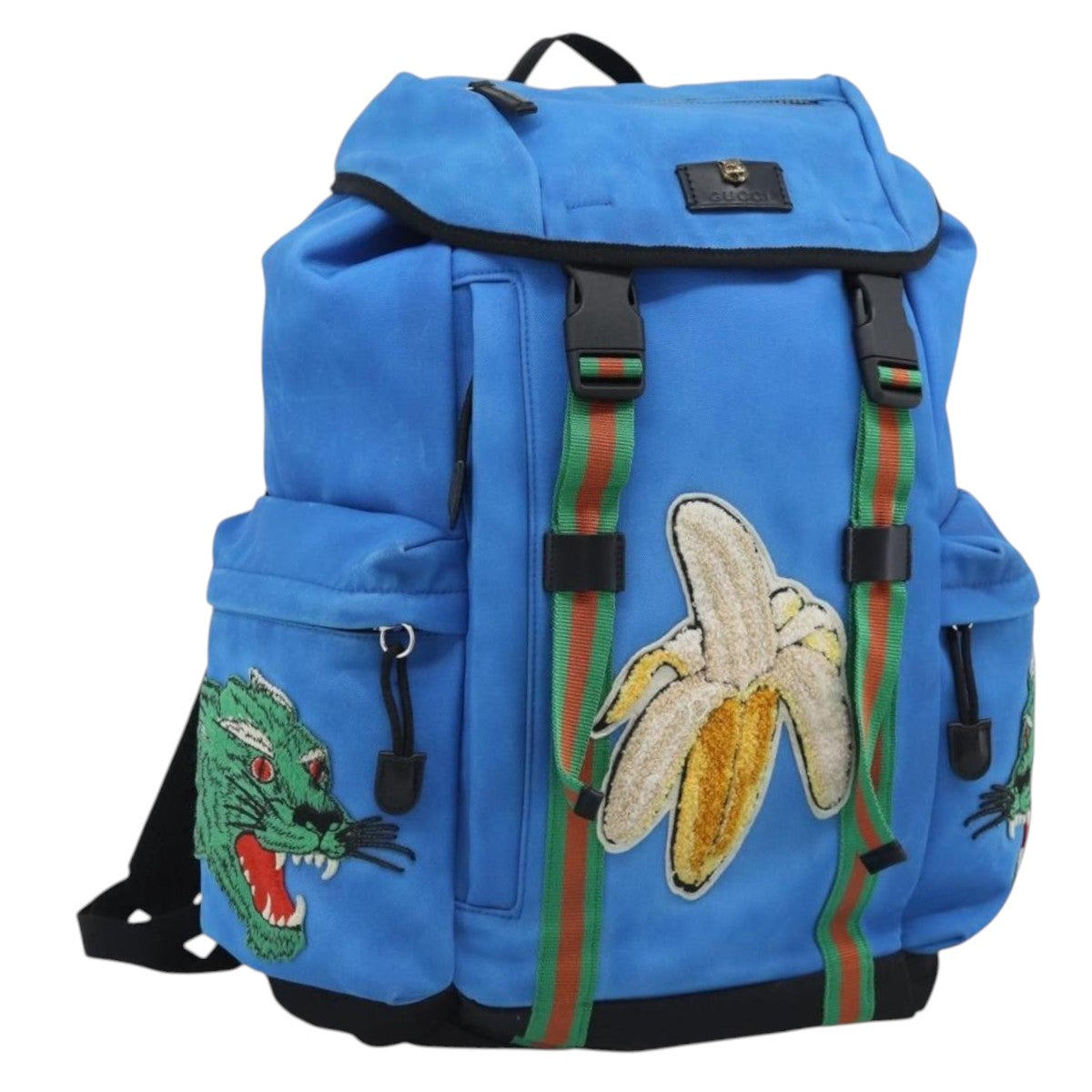 GUCCI Backpack Canvas Blue Black 429037 Auth ka5328A