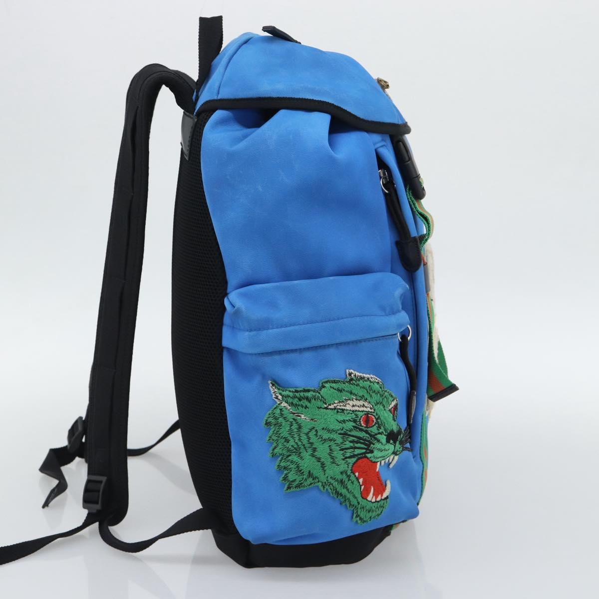 GUCCI Backpack Canvas Blue Black 429037 Auth ka5328A