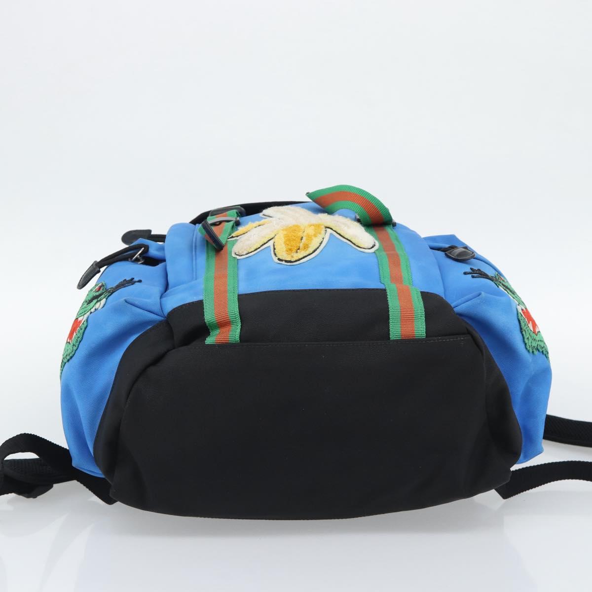 GUCCI Backpack Canvas Blue Black 429037 Auth ka5328A