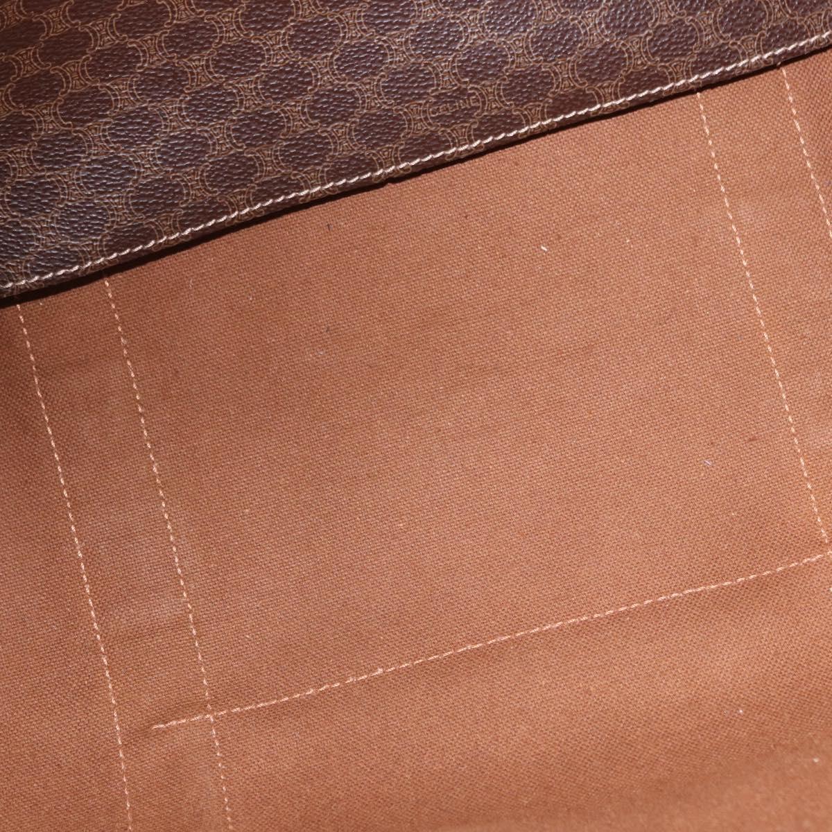 CELINE Macadam Shoulder Bag PVC Leather Brown Gold Tone Auth ka5329A