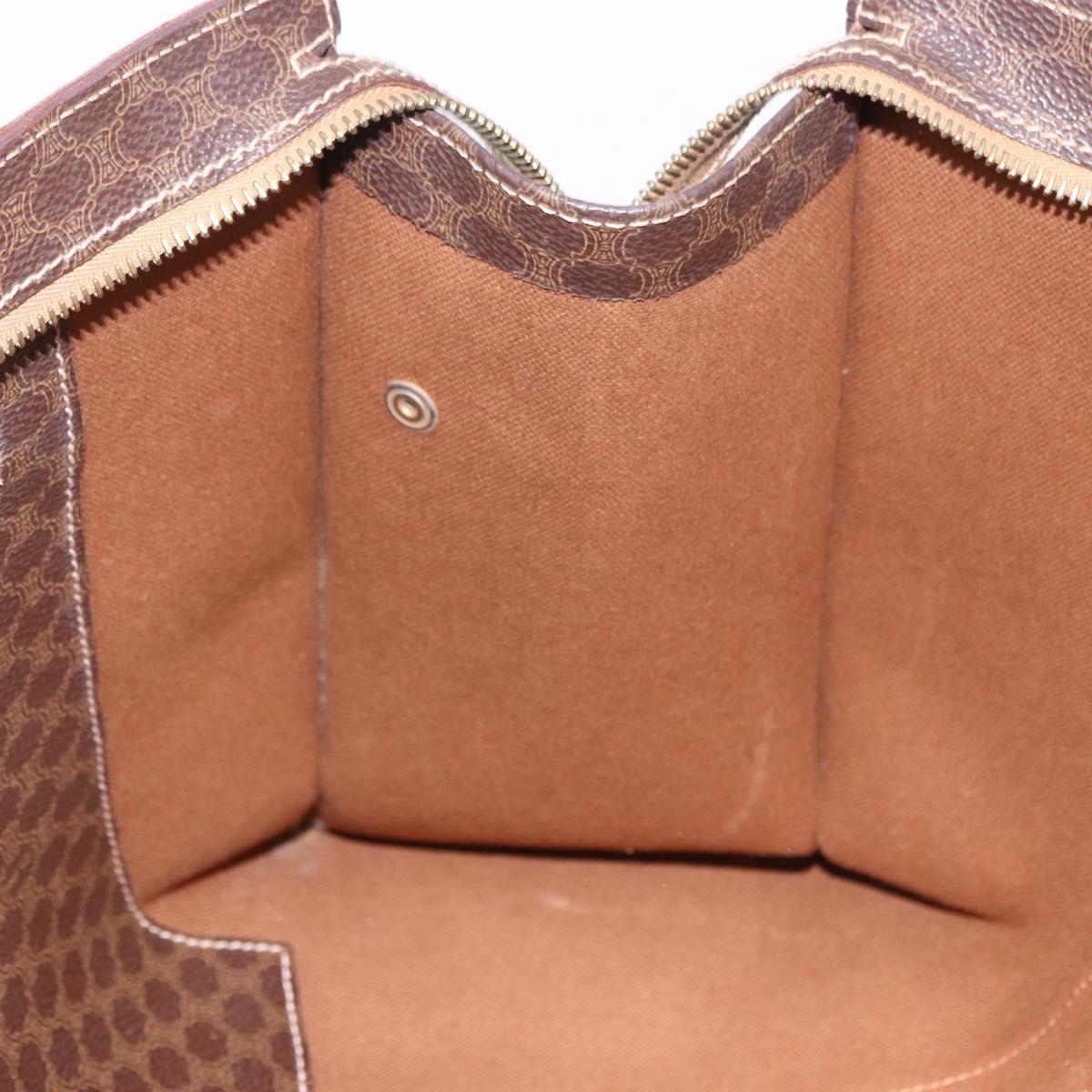 CELINE Macadam Shoulder Bag PVC Leather Brown Gold Tone Auth ka5329A