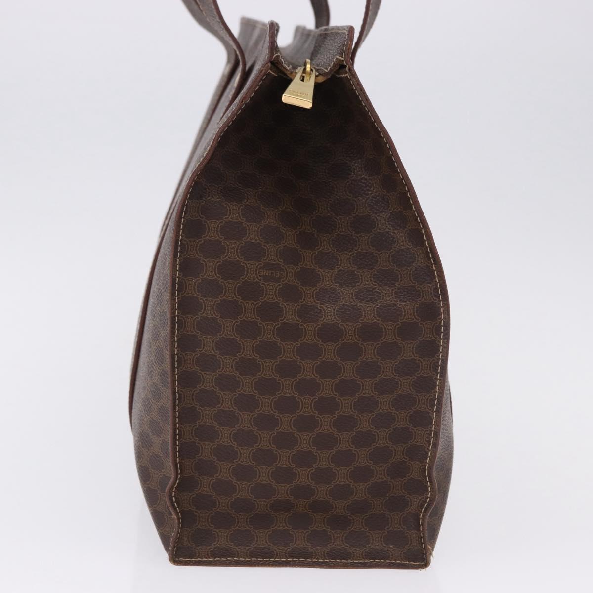 CELINE Macadam Shoulder Bag PVC Leather Brown Gold Tone Auth ka5329A
