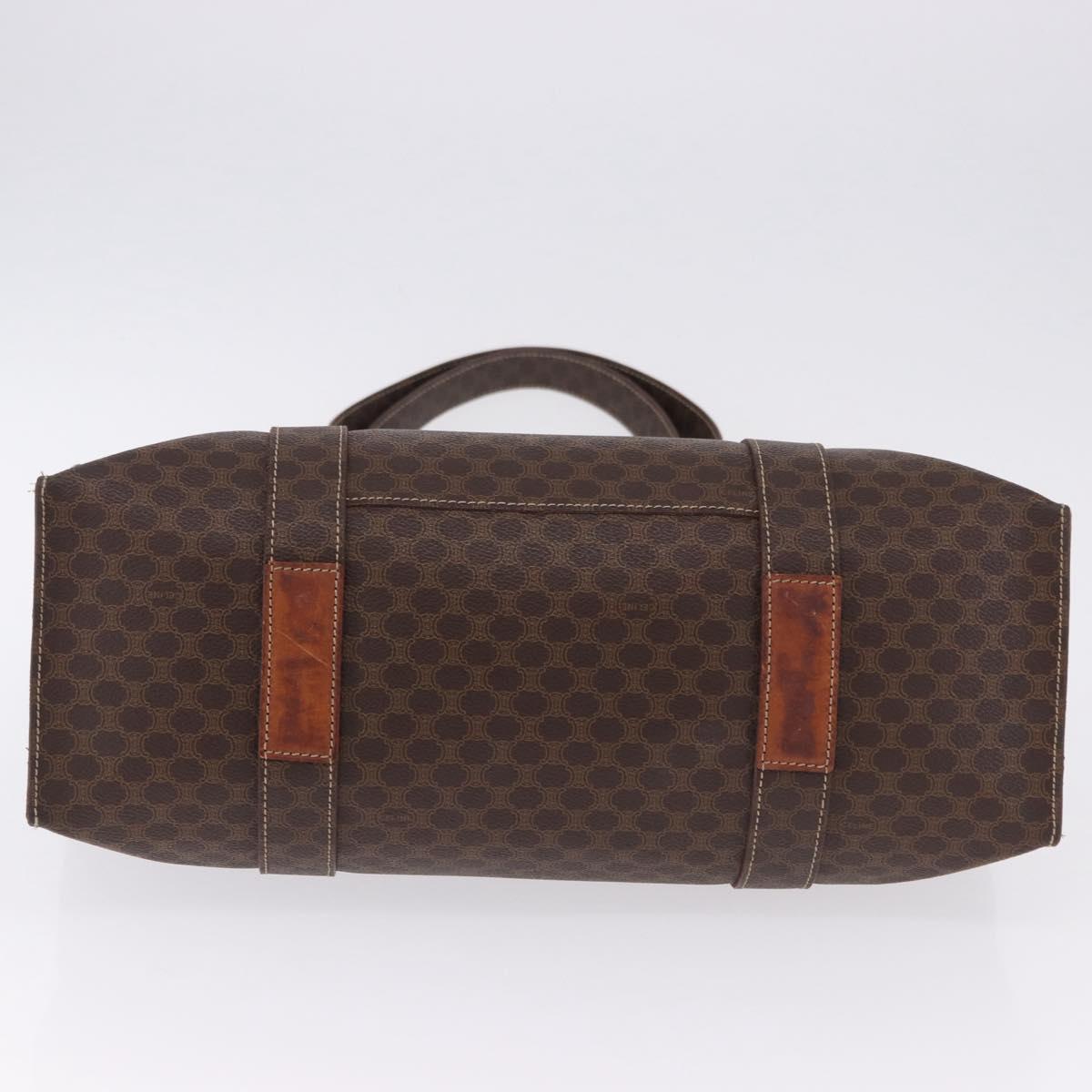 CELINE Macadam Shoulder Bag PVC Leather Brown Gold Tone Auth ka5329A
