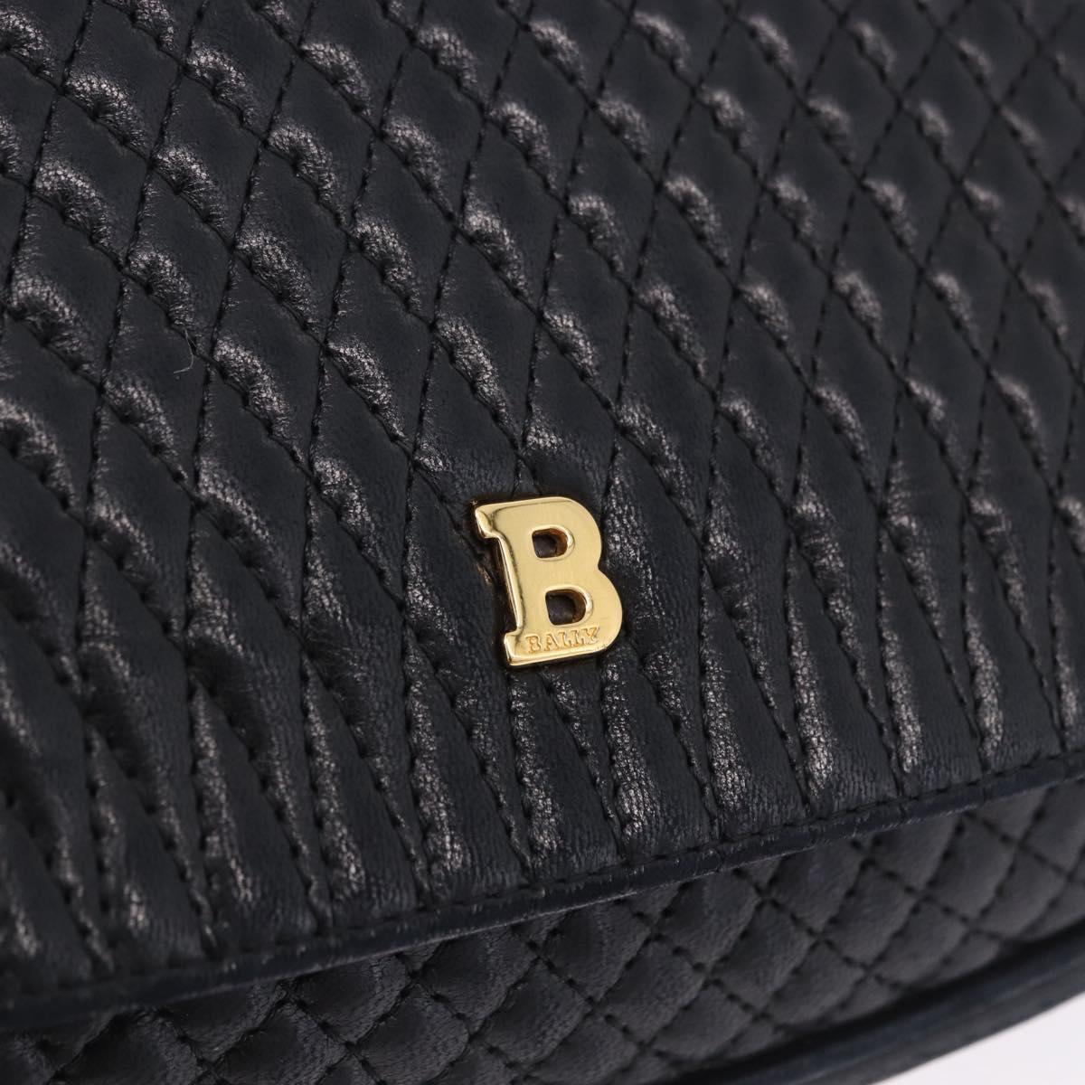 BALLY Chain Shoulder Bag Leather Black Gold Tone Auth ka5331