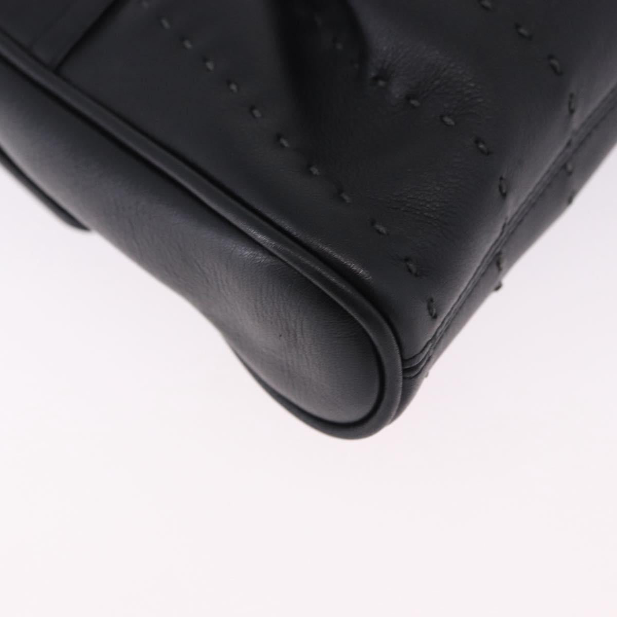 Salvatore Ferragamo Gancini Shoulder Bag Leather Black Silver Auth ka5332V