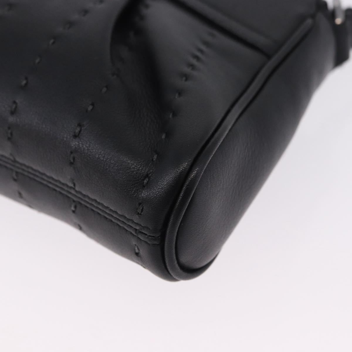 Salvatore Ferragamo Gancini Shoulder Bag Leather Black Silver Auth ka5332V