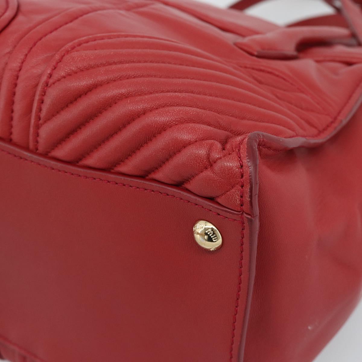 Miu Miu Tote Bag Leather 2way Red Gold Tone Auth ka5333V