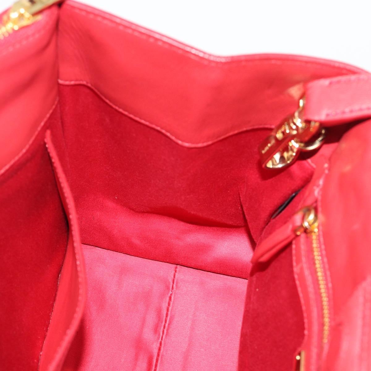 Miu Miu Tote Bag Leather 2way Red Gold Tone Auth ka5333V