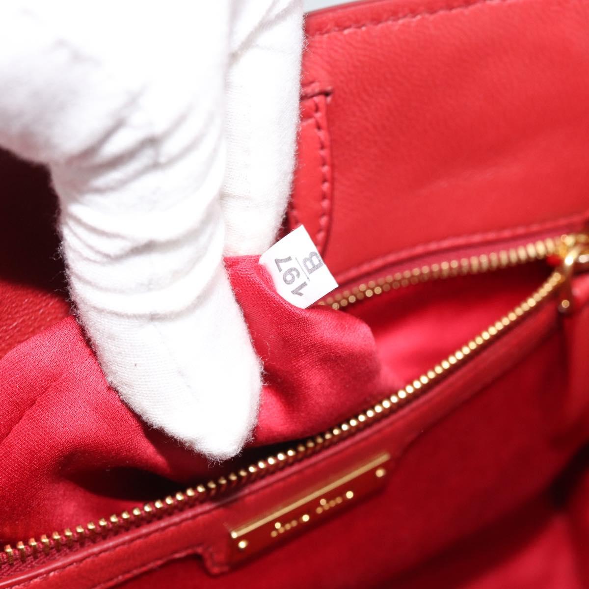 Miu Miu Tote Bag Leather 2way Red Gold Tone Auth ka5333V