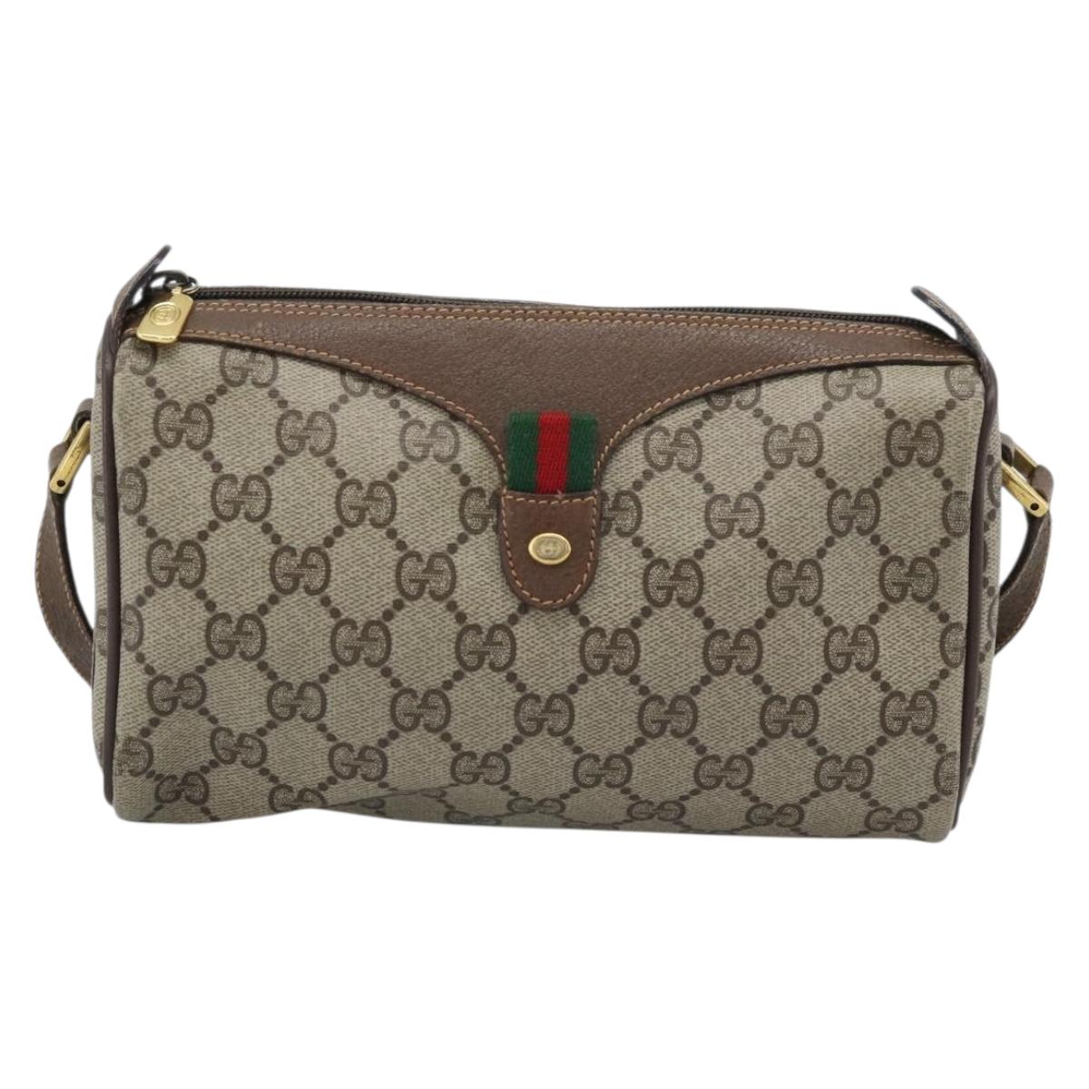GUCCI GG Supreme Web Sherry Line Shoulder Bag PVC Beige 89 02 018 Auth ka5334
