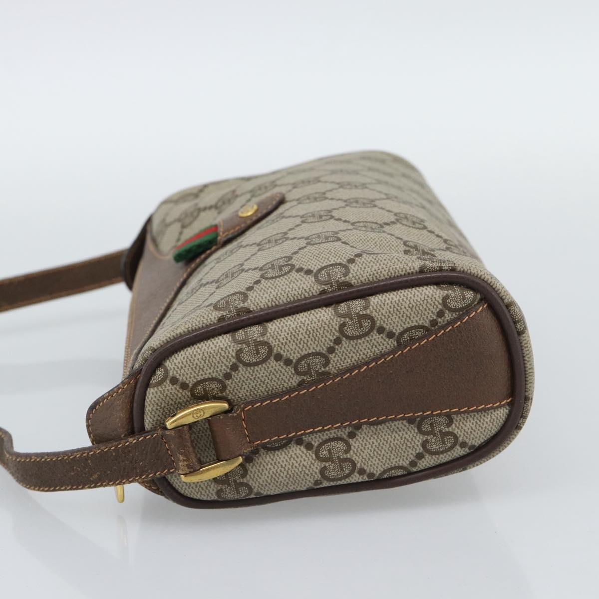 GUCCI GG Supreme Web Sherry Line Shoulder Bag PVC Beige 89 02 018 Auth ka5334