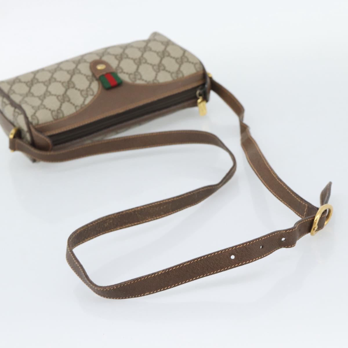 GUCCI GG Supreme Web Sherry Line Shoulder Bag PVC Beige 89 02 018 Auth ka5334