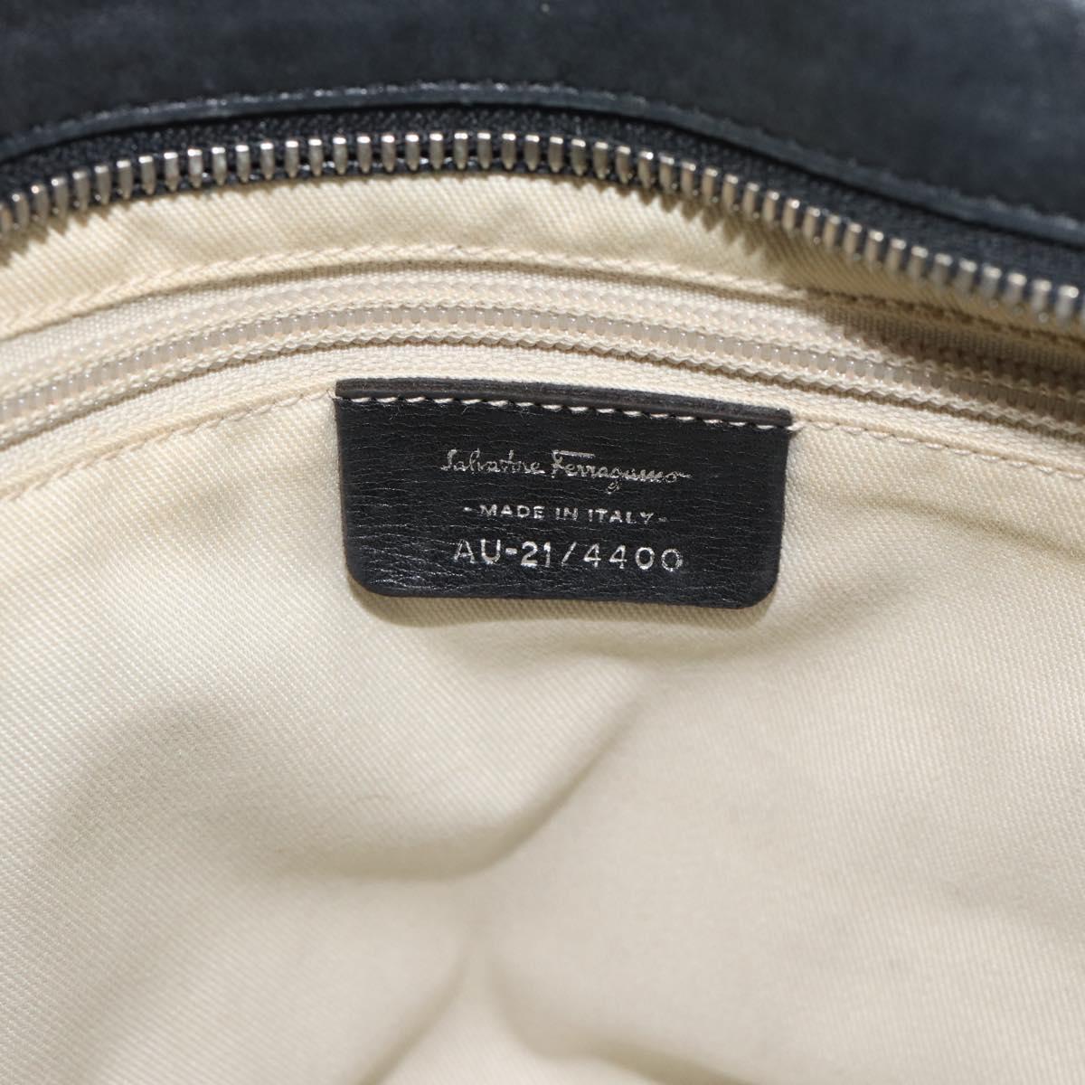 Salvatore Ferragamo Gancini Tote Bag Leather Black Silver Auth ka5338A