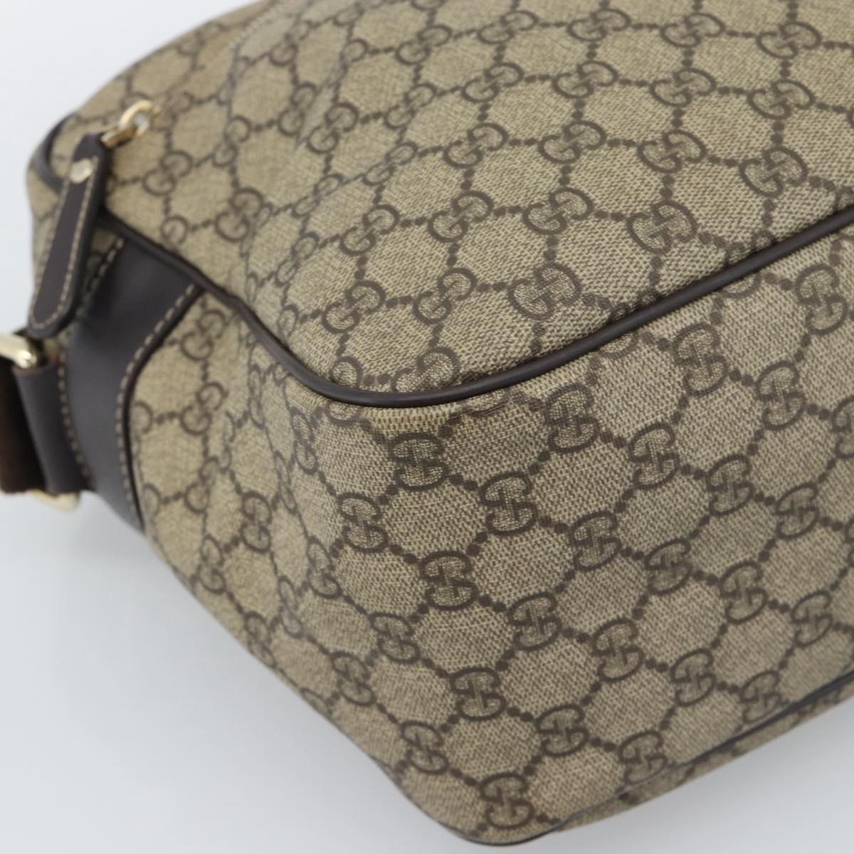 GUCCI GG Supreme Shoulder Bag PVC Leather Beige Gold Tone 211107 Auth ka5339