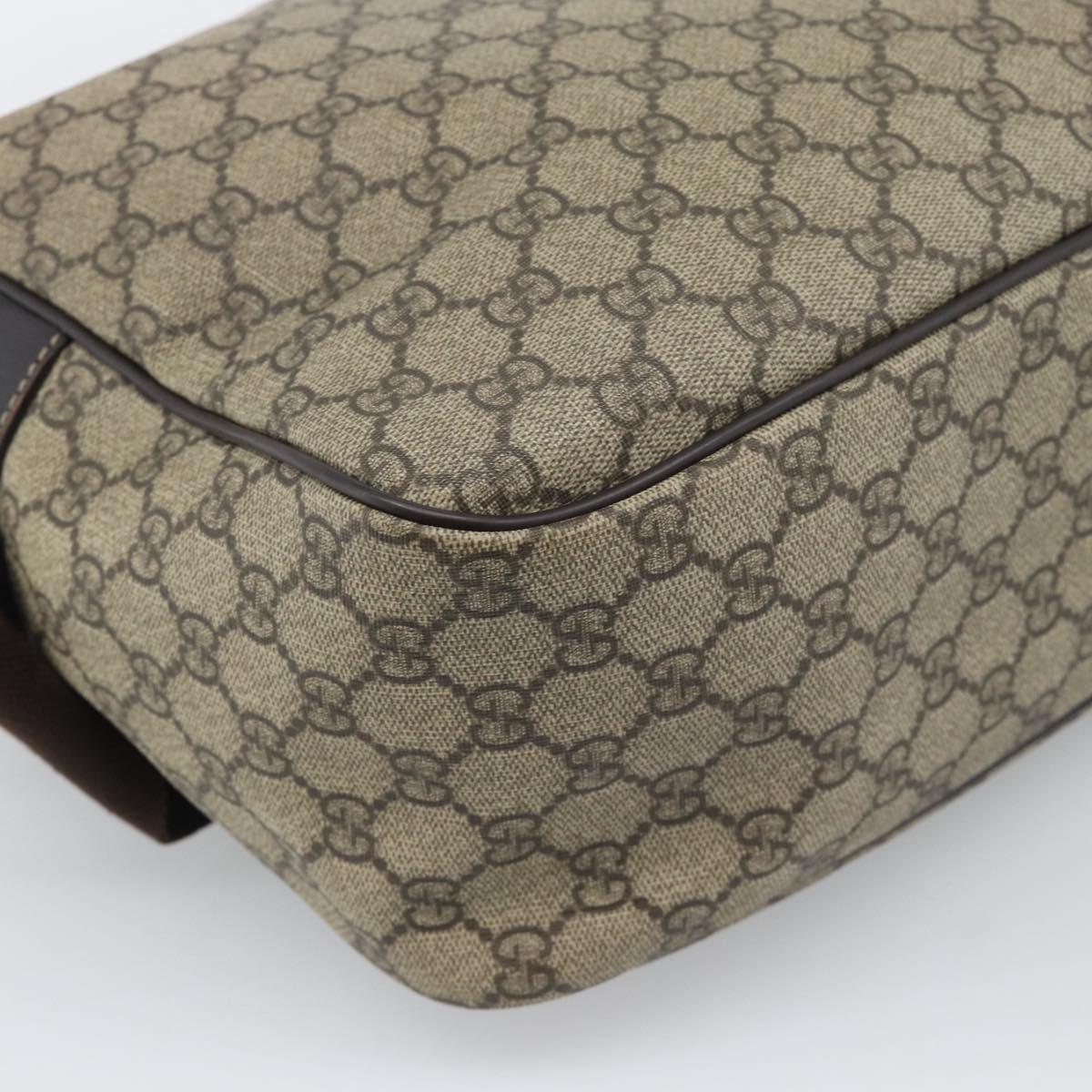 GUCCI GG Supreme Shoulder Bag PVC Leather Beige Gold Tone 211107 Auth ka5339