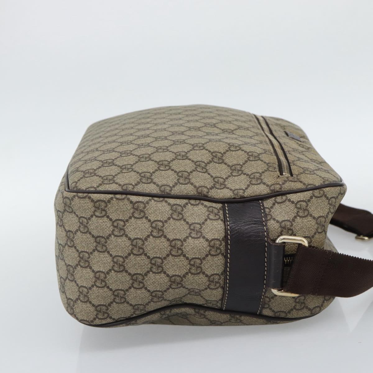 GUCCI GG Supreme Shoulder Bag PVC Leather Beige Gold Tone 211107 Auth ka5339