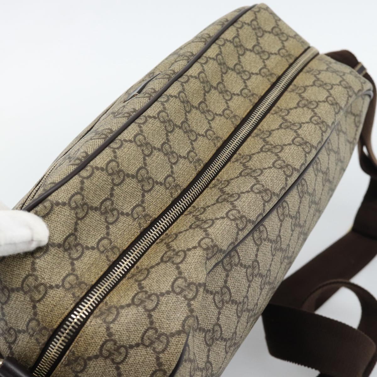 GUCCI GG Supreme Shoulder Bag PVC Leather Beige Gold Tone 211107 Auth ka5339