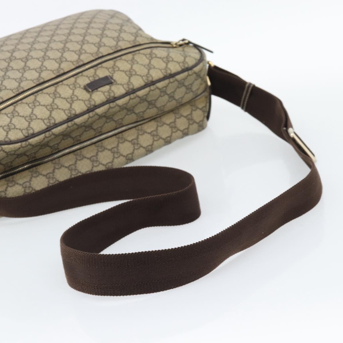 GUCCI GG Supreme Shoulder Bag PVC Leather Beige Gold Tone 211107 Auth ka5339