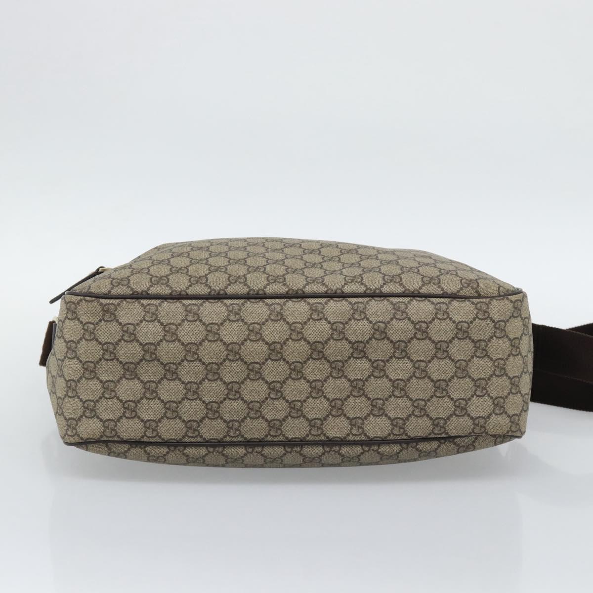 GUCCI GG Supreme Shoulder Bag PVC Leather Beige Gold Tone 211107 Auth ka5339