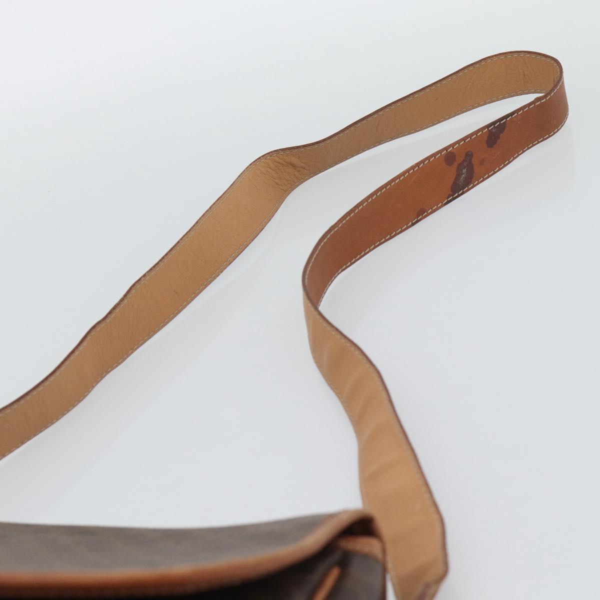 CELINE Macadam Shoulder Bag PVC Leather Brown Gold Tone Auth ka5340