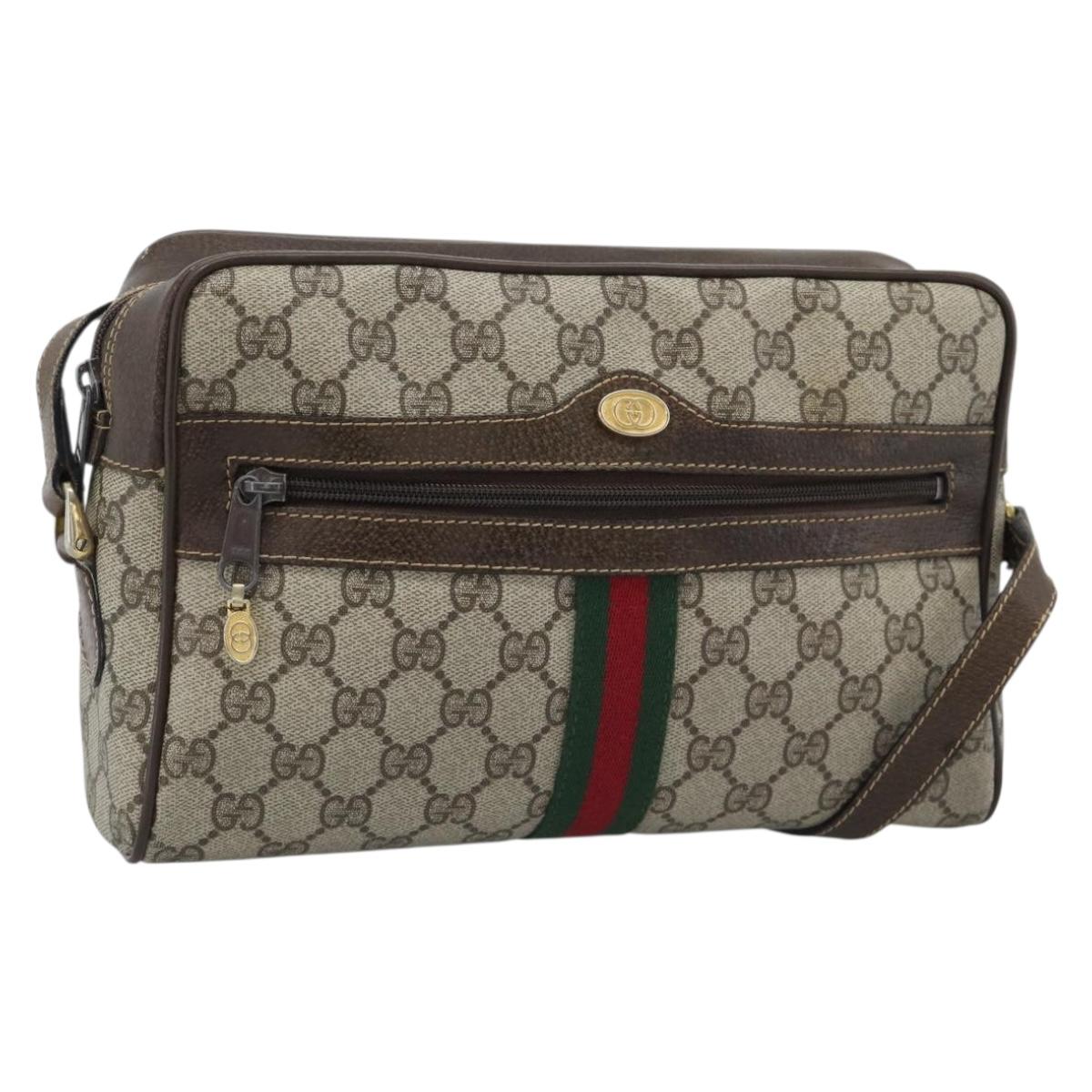 GUCCI GG Supreme Web Sherry Line Shoulder Bag PVC Beige 001 4071 5 Auth ka5341