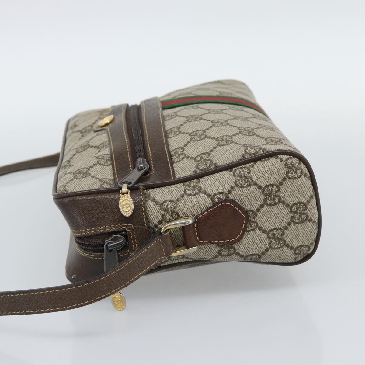 GUCCI GG Supreme Web Sherry Line Shoulder Bag PVC Beige 001 4071 5 Auth ka5341