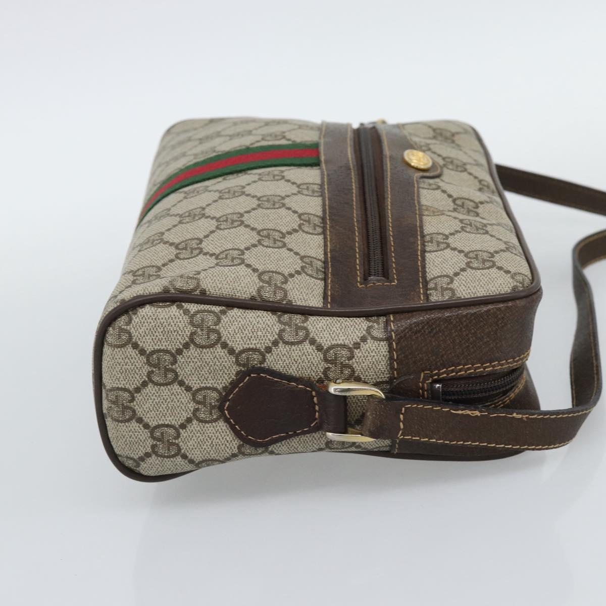 GUCCI GG Supreme Web Sherry Line Shoulder Bag PVC Beige 001 4071 5 Auth ka5341