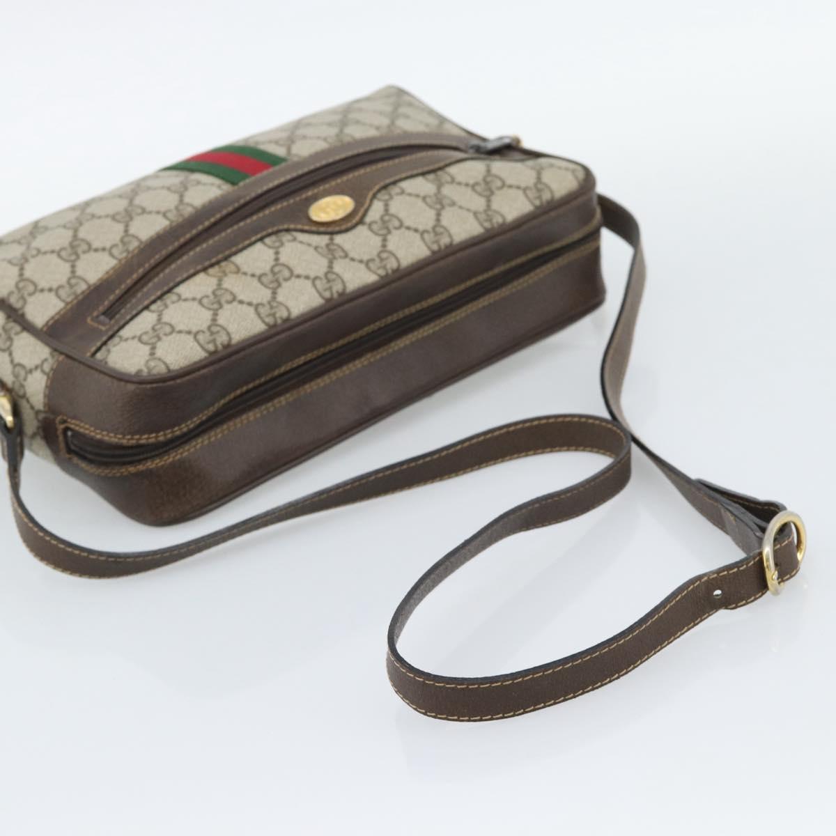 GUCCI GG Supreme Web Sherry Line Shoulder Bag PVC Beige 001 4071 5 Auth ka5341