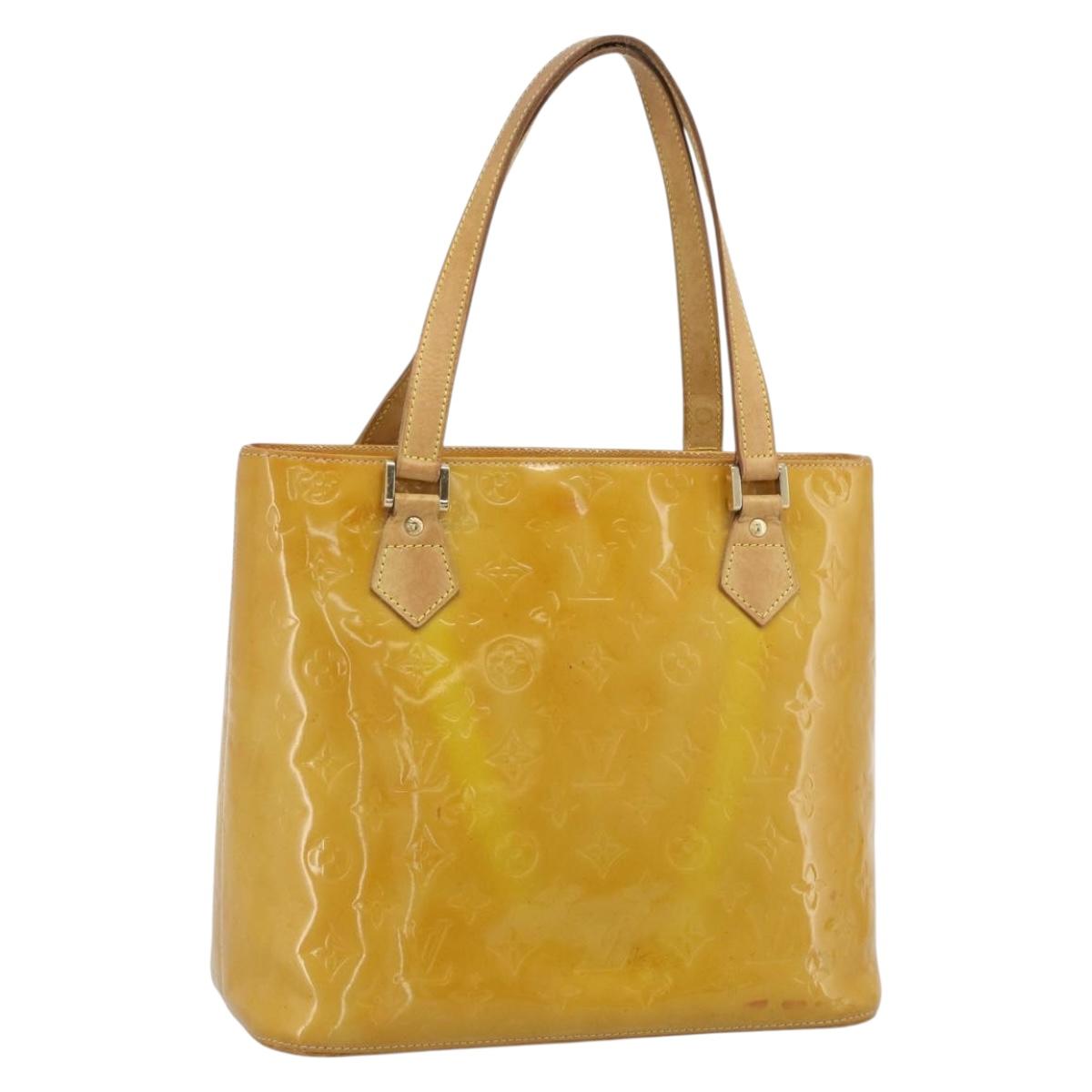 LOUIS VUITTON Monogram Vernis Houston Hand Bag Beige M91004 LV Auth ka5342