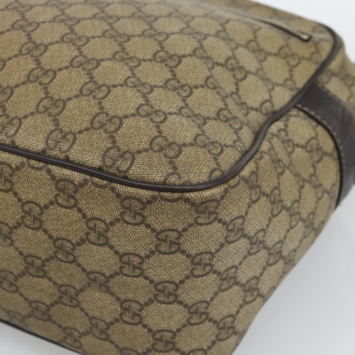 GUCCI GG Supreme Shoulder Bag PVC Leather Beige Gold Tone 211107 Auth ka5343