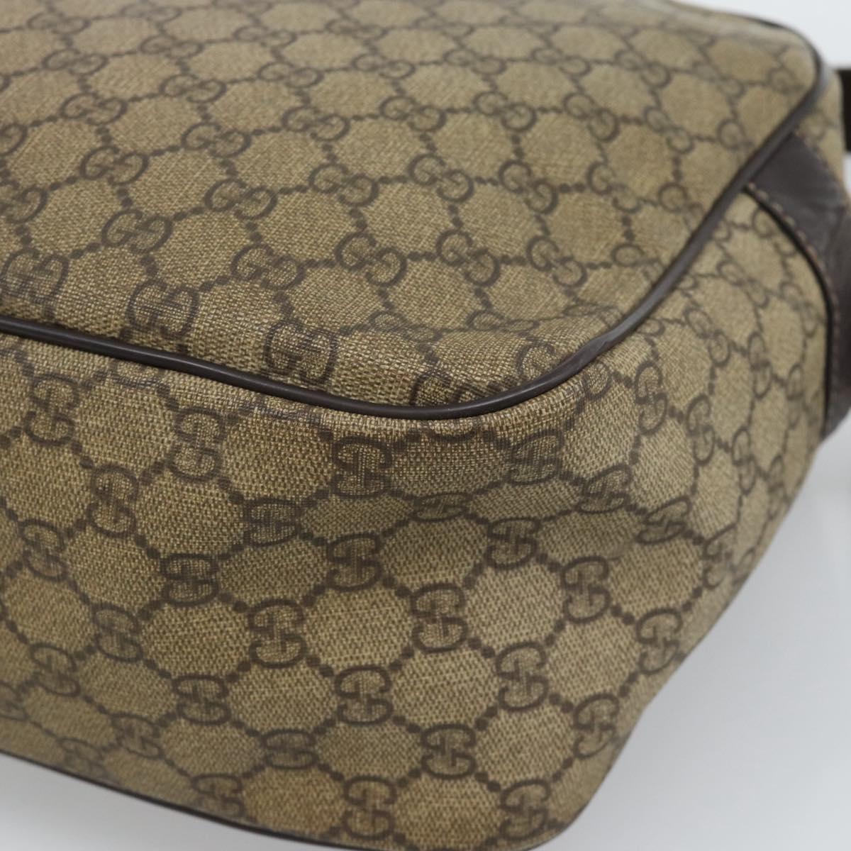GUCCI GG Supreme Shoulder Bag PVC Leather Beige Gold Tone 211107 Auth ka5343