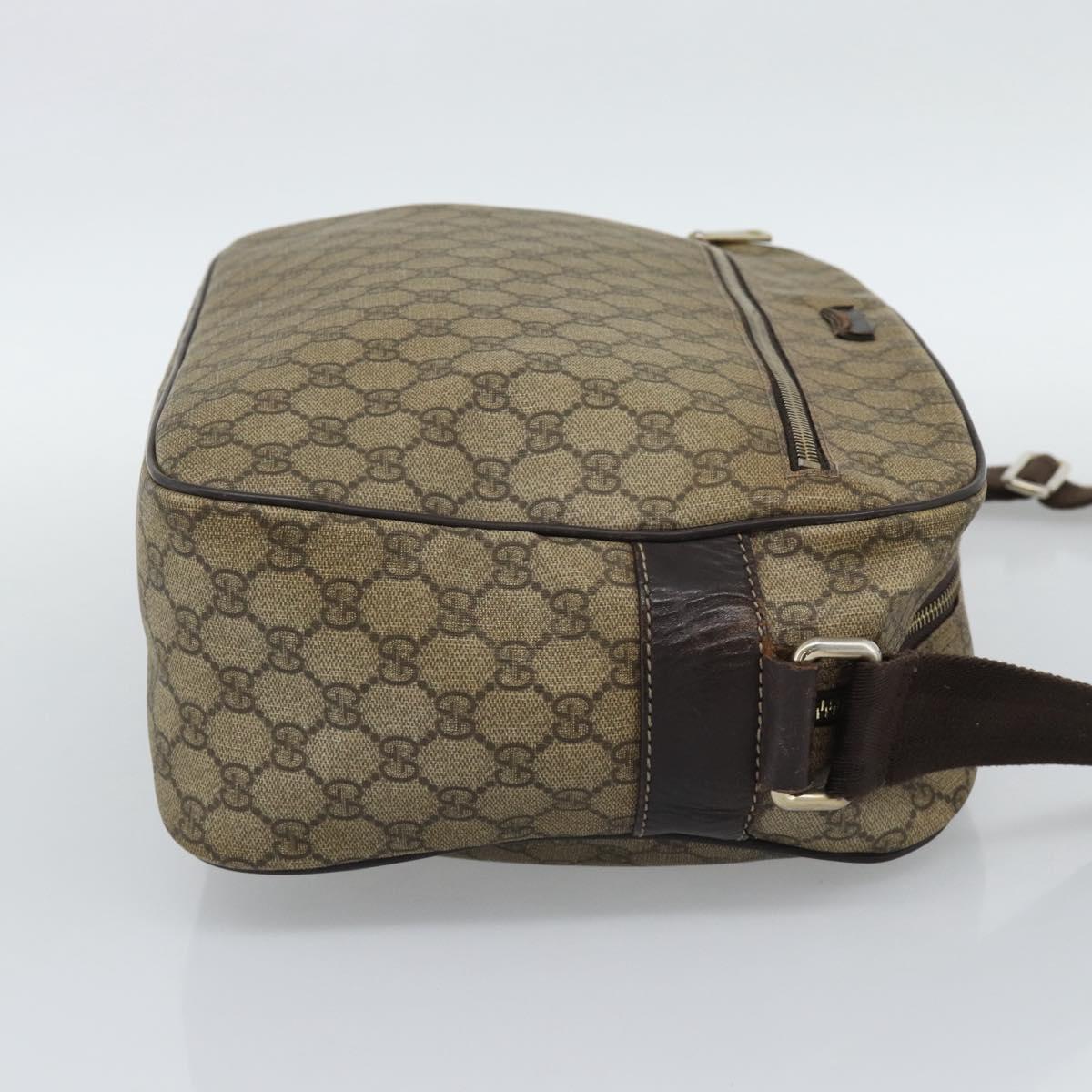GUCCI GG Supreme Shoulder Bag PVC Leather Beige Gold Tone 211107 Auth ka5343