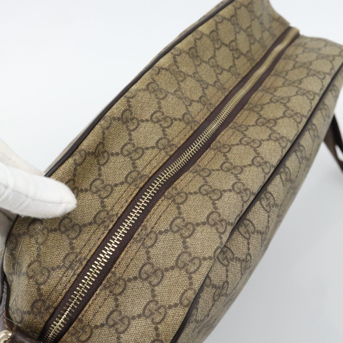 GUCCI GG Supreme Shoulder Bag PVC Leather Beige Gold Tone 211107 Auth ka5343