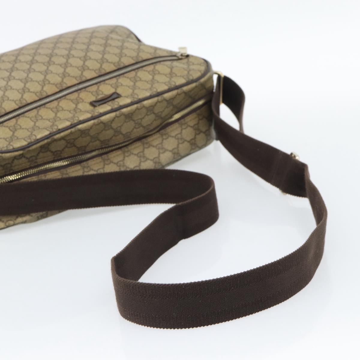 GUCCI GG Supreme Shoulder Bag PVC Leather Beige Gold Tone 211107 Auth ka5343
