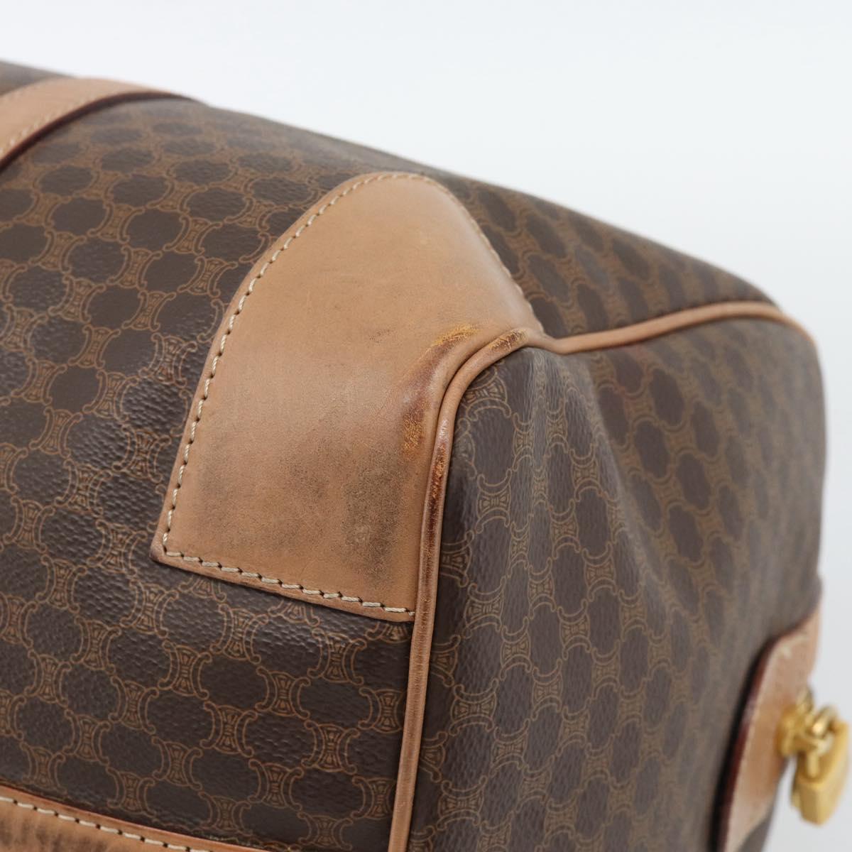CELINE Macadam Boston Bag PVC Leather Brown Gold Tone Auth ka5345A
