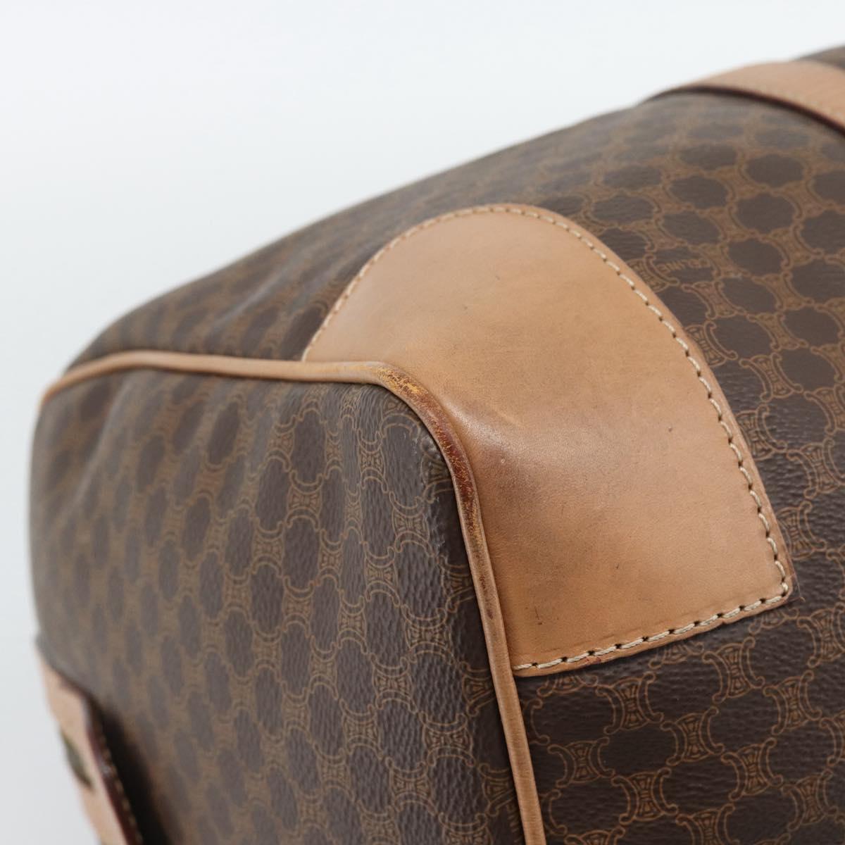 CELINE Macadam Boston Bag PVC Leather Brown Gold Tone Auth ka5345A