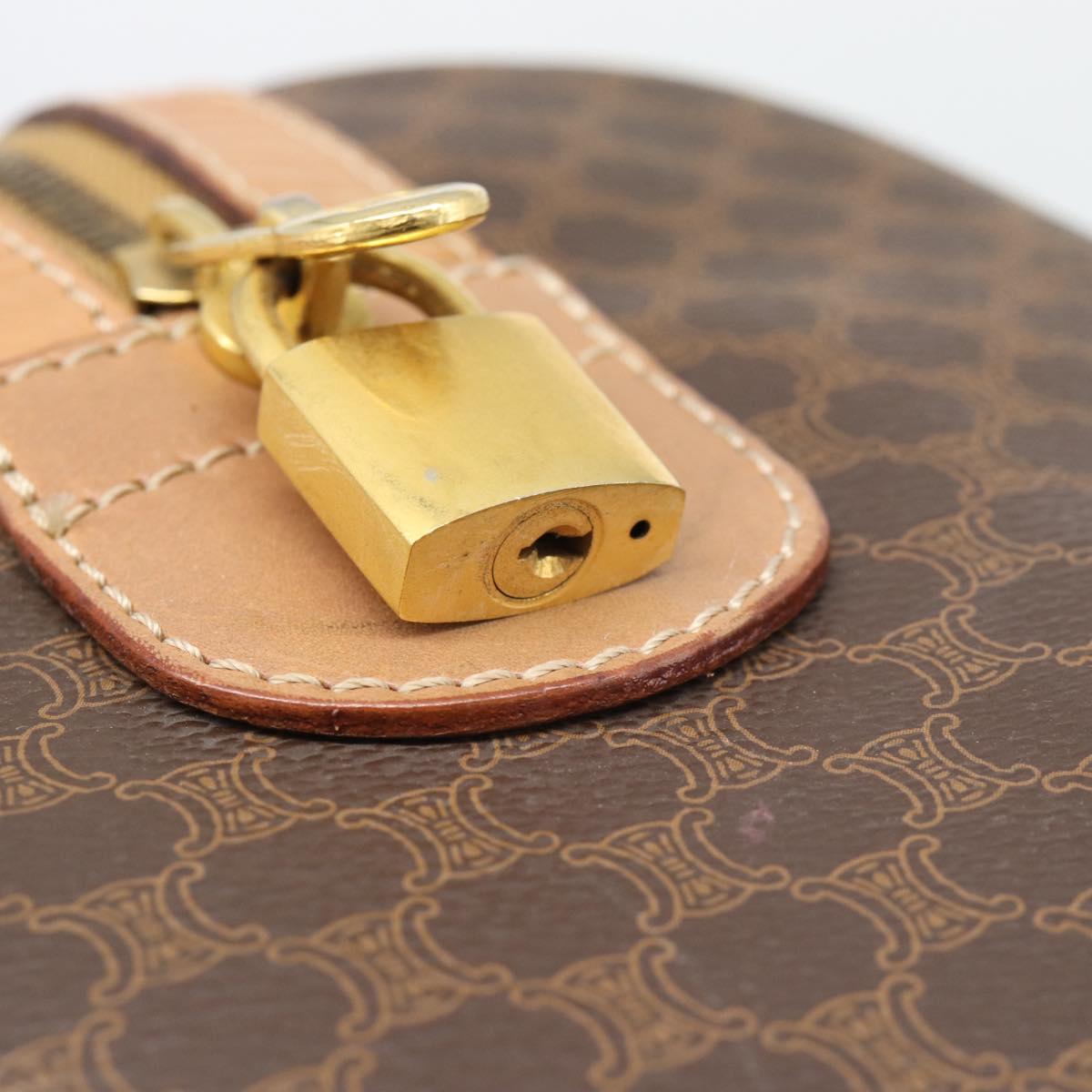 CELINE Macadam Boston Bag PVC Leather Brown Gold Tone Auth ka5345A