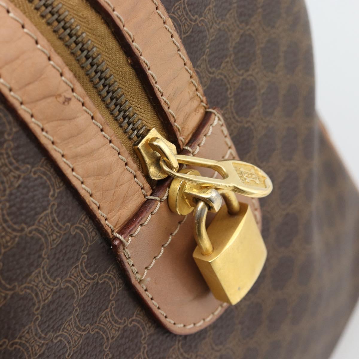 CELINE Macadam Boston Bag PVC Leather Brown Gold Tone Auth ka5345A