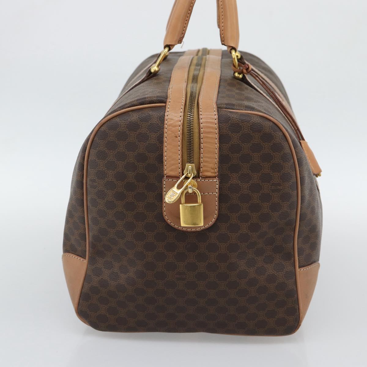 CELINE Macadam Boston Bag PVC Leather Brown Gold Tone Auth ka5345A
