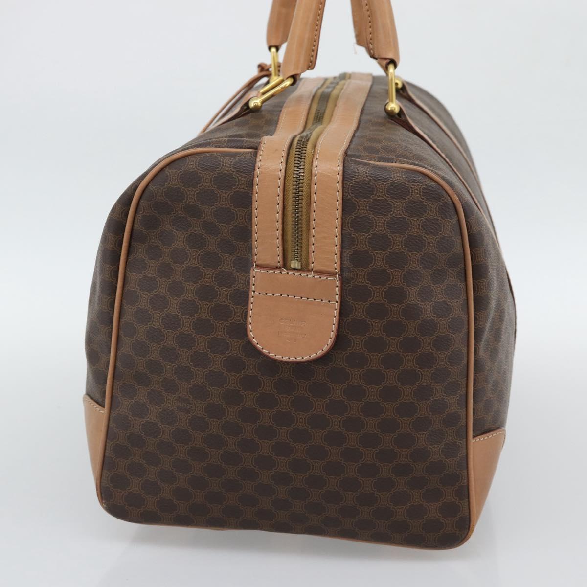CELINE Macadam Boston Bag PVC Leather Brown Gold Tone Auth ka5345A