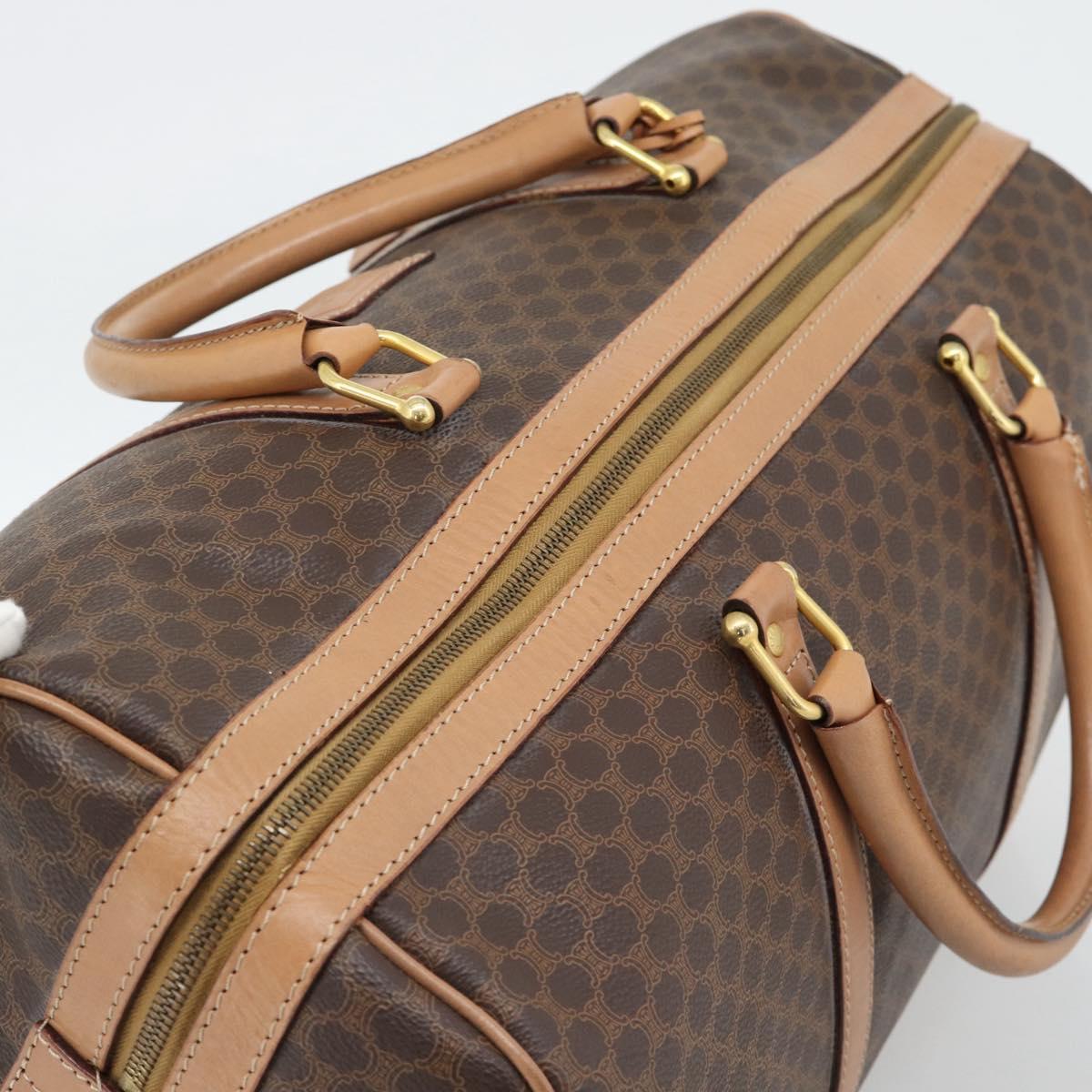 CELINE Macadam Boston Bag PVC Leather Brown Gold Tone Auth ka5345A