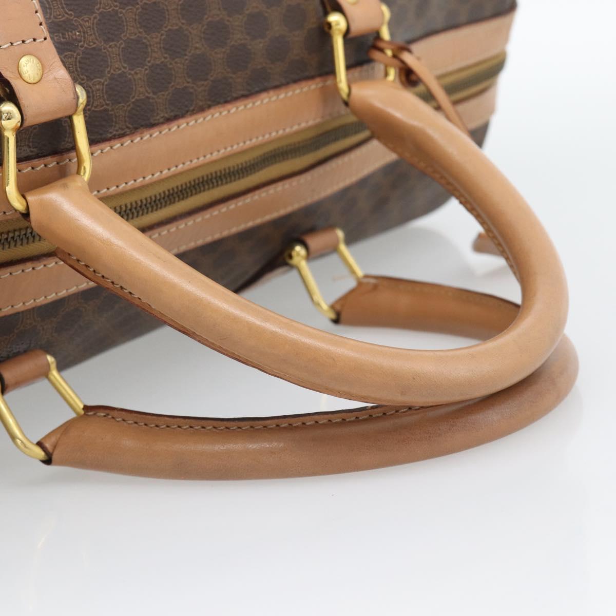 CELINE Macadam Boston Bag PVC Leather Brown Gold Tone Auth ka5345A