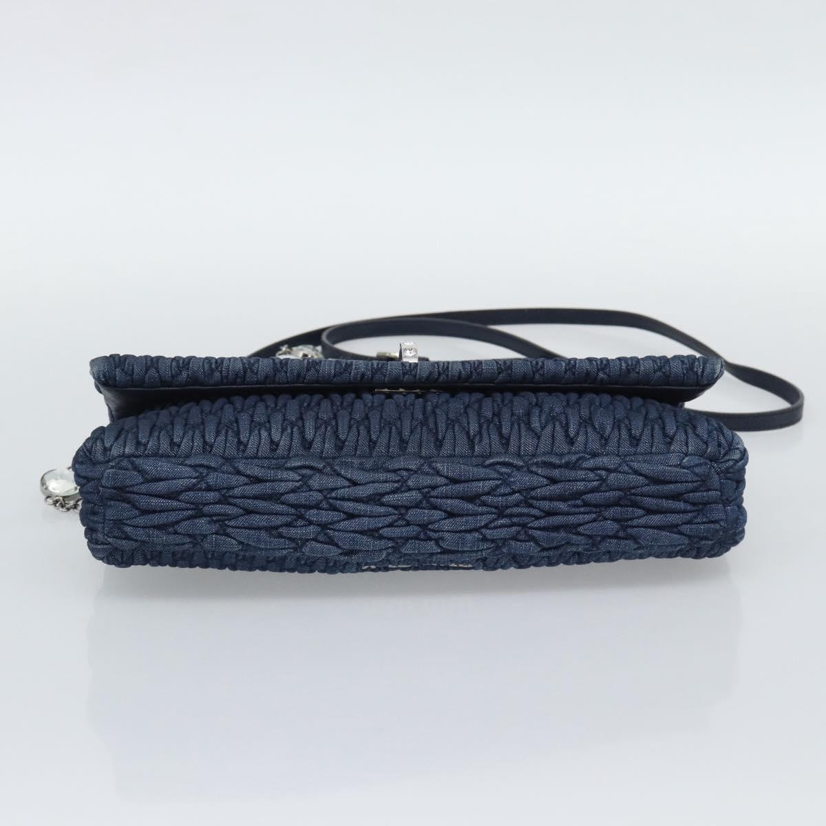 Miu Miu Denim Shoulder Bag 2way Blue Silver Auth ka5347V